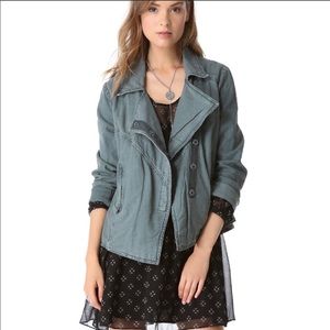 Free People Lovely Linen Moto Jacket